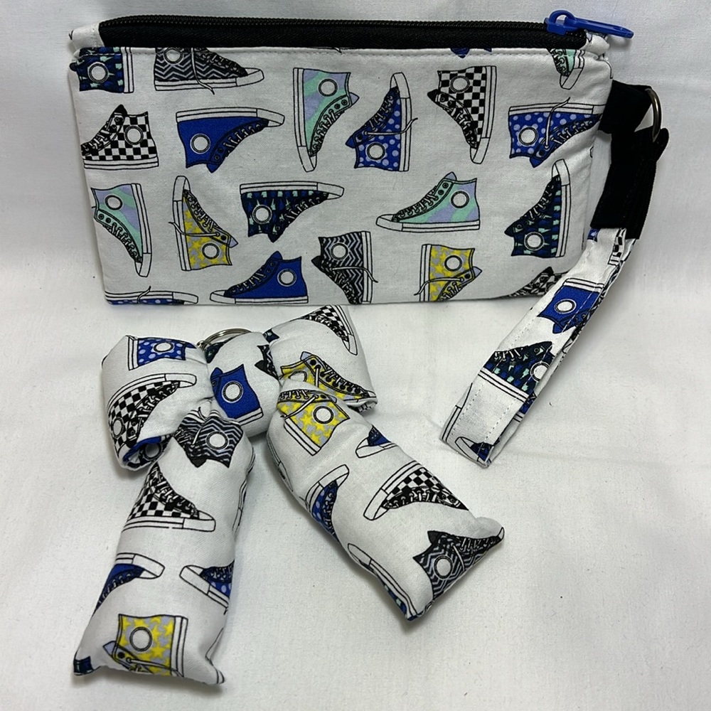 Handmade Playful Sneaker Print Wristlet Clutch